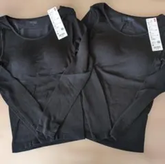 ユニクロ新品　極暖ヒートテックリブUネックブラTシャツ