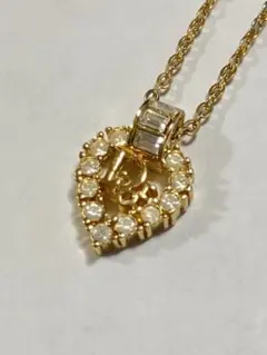 クリスチャン ディオール ネックレス サークル　ラインストーン装飾　ゴールド