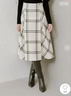 snidel ロービングチェックミドルスカート