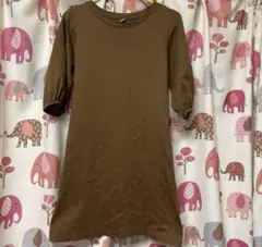 美品　UNIQLO キッズ　綿100% 七分袖　ワンピース　130