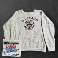 80s USA トリコタグ　2段　ハーバードカレッジ　染み込み　目無しスウェット