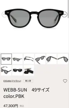 Eyevan WEBB-SUN 49サイズ　ブラック　サングラスのサムネイル