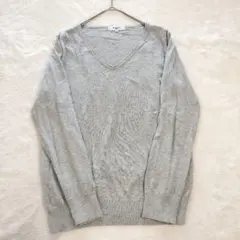 ナチュラルビューティーベーシック Vネック ニット 長袖 コットン