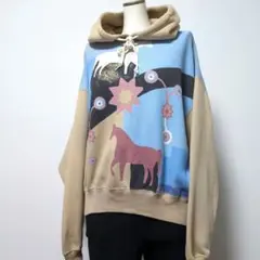 ポロ ラルフローレン 馬柄 プルオーバー パーカー レディース S 総柄 裏起毛