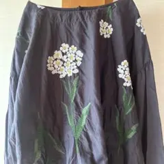 花柄刺繍 長袖ブラウス ダークグレーのサムネイル