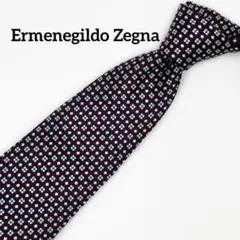 極美品 エルメネジルドゼニア ネクタイ 小紋 総柄 定番 ビジネス向け