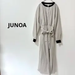 【ジュノア】XL 長袖シャツワンピース　グレー　ロングワンピース