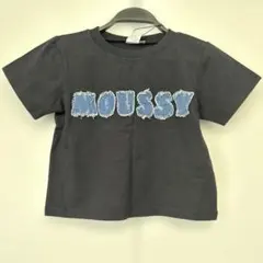 マウジー　デニム風ロゴ刺繍 ブラック　チビTシャツ
