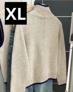 SHEIN レディース　ニットセーター　ベージュ　ハイネックXLサイズ新品未使用