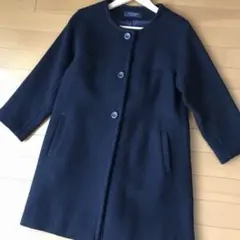 SPICK AND SPAN ノーカラーコート ネイビー