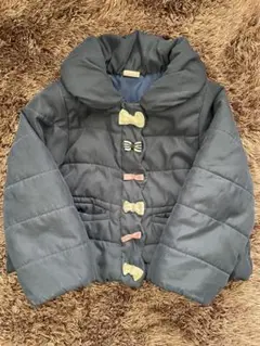 プティマイン 100 petit main ネイビー リボン付き 中綿コート