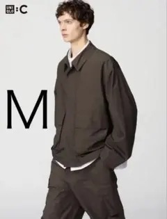 ユニクロC コットンショートブルゾン ダークブラウン M