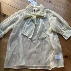 リボン付きシースルーブラウス F