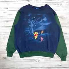 Pooh スウェット デカロゴ ネイビー×グリーン F 0455