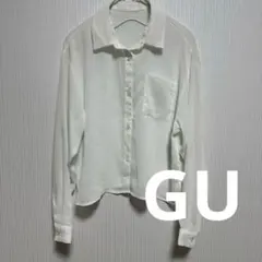 GU ホワイトクロップドシャツ 長袖 ボタン付　Mサイズy2x9k211