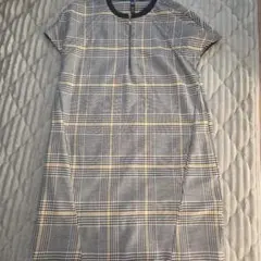 ZARA チェック柄 半袖ワンピース 秋服　黒×黄色
