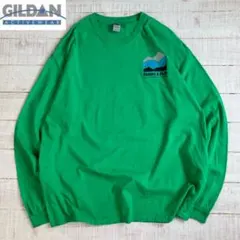 GILDAN ギルダン 長袖Tシャツ ロンT グリーン XL 企業ロゴのサムネイル