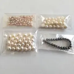 淡水パールビーズセット（ピンク・ホワイト・グレー系）