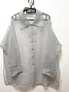 美品 レリアン ロシャス プルミエール バンドカラー 半袖 ブラウス 