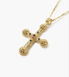 en route jewelry ロザリオクロスロングネックレス ゴールド十字架 