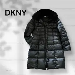 【DKNY】レディース　ダウンジャケット　ロング丈　ブラック　ファー付き