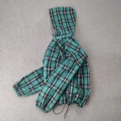 チェック フーディージャケット ドローコード フード取り外し 2