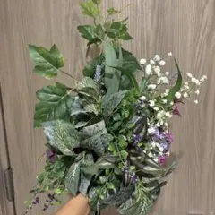 造花 花束 アレンジメント 緑 紫