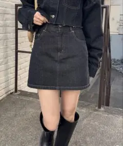 『Chico』ポケット刺繍台形デニムスカート