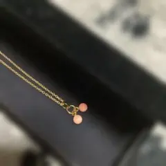 ゴールド ネックレス ピンクビーズ付き