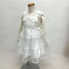 ホワイトフリルベビードレス　子供用ワンピース　結婚式　発表会　100サイズ　白