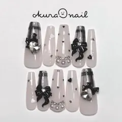 現品ネイルチップ♡スナ系 ワンホン 韓国 ちゅるん 量産型 ガーリー チェック