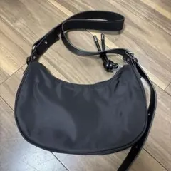 PLST プラステ ハーフムーン ショルダーバッグ ハンドバッグ ナイロン 黒のサムネイル