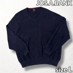 【JOS.A.BANK】Vネック コットンニット セーター 濃紺 日本XL相当
