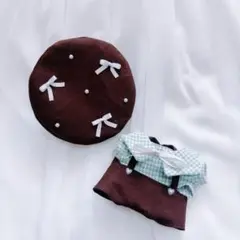 ぬい服　はぴぬい　ちびぬい　ちびスト　服　ベレー帽　チョコミント