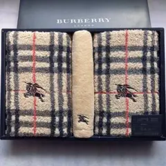 BURBERRY タオルセット ノバチェック柄フェイスタオル ベージュミニテリー