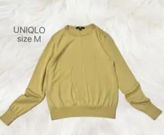 レディース 長袖 ニット セーター カーキマスタード 薄手 毛100 M