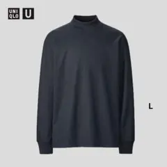 UNIQLO U ブラッシュドジャージーモックネックTシャツ L ブルー