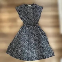 Doux archives 黒花柄ロングワンピース