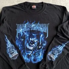 00s ハーレーダビッドソン ジョーカー ピエロ フレイム ロンT 黒 L