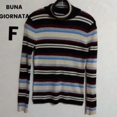 BUNA GIORNATAボナジョルナータ　ストライプ タートルネックセーターF