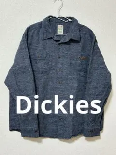 【美品】Dickies ダークブルー デニム長袖シャツ 2XLサイズ