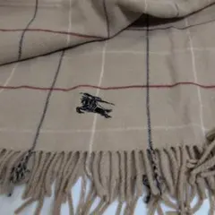 ✿BURBERRYバーバリー ラムウールホースロゴ刺繍 チェック柄マフラー良品✿