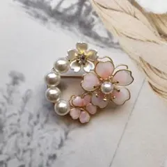 No.884ブローチS　パールつき桜のブローチ　ハレの日