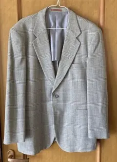 チェック柄 テーラードジャケット　BE5 Harvest グレー　麻混
