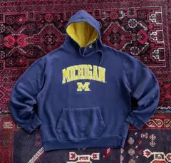 USA古着 カレッジロゴ プルオーバー パーカー ネイビー XL