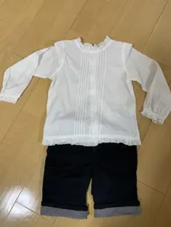 プティマイン 長袖ブラウス+コムサイズム ショートパンツ 110㎝　2着セット