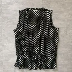 INCEBORG ノースリーブブラウス 黒・白水玉