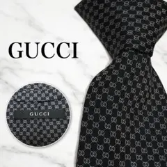【極美品】GUCCI グッチ ネクタイ GG 総柄 ブラック×シルバー