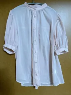 【美品】GU シフォンブラウス 半袖 ベビーピンク S