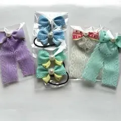 NO.37ハンドメイド　キッズリボン　リボンとレースのヘアゴムセット 5個